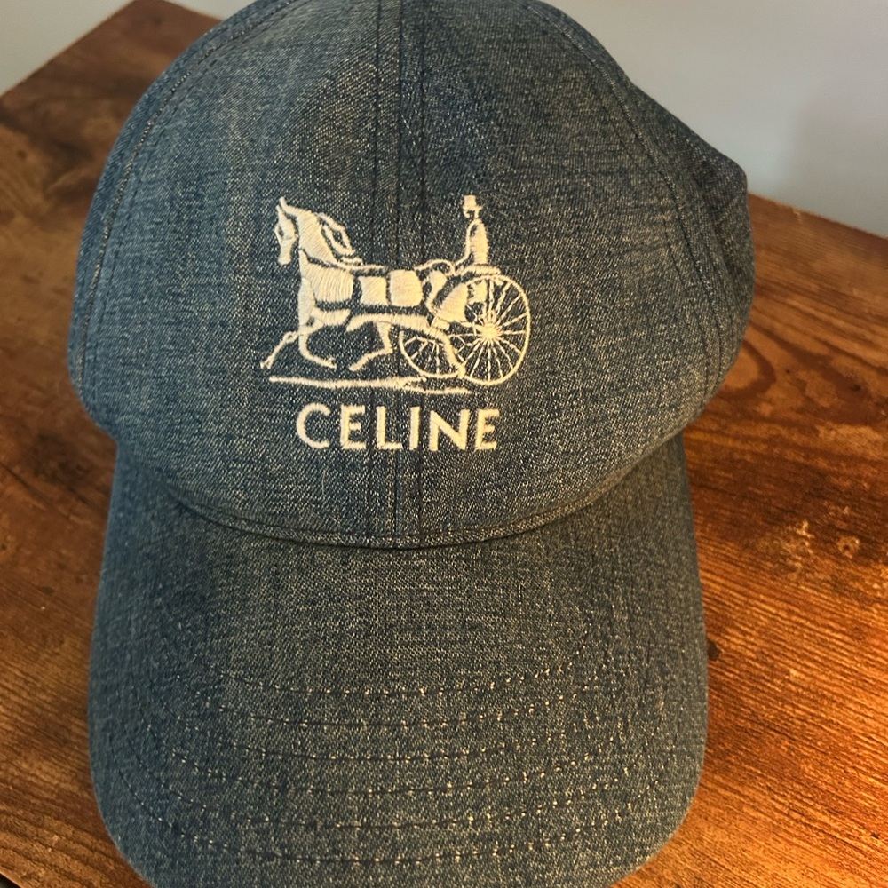 Celine Blue Denim Adjustable Logo Cap - image 7